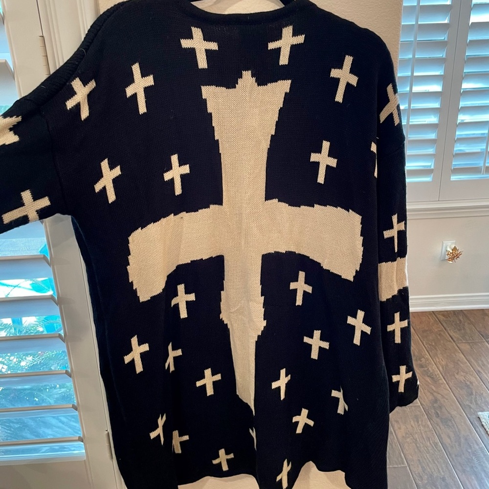 Hot & Delicious knee length sweater w/ front clasp